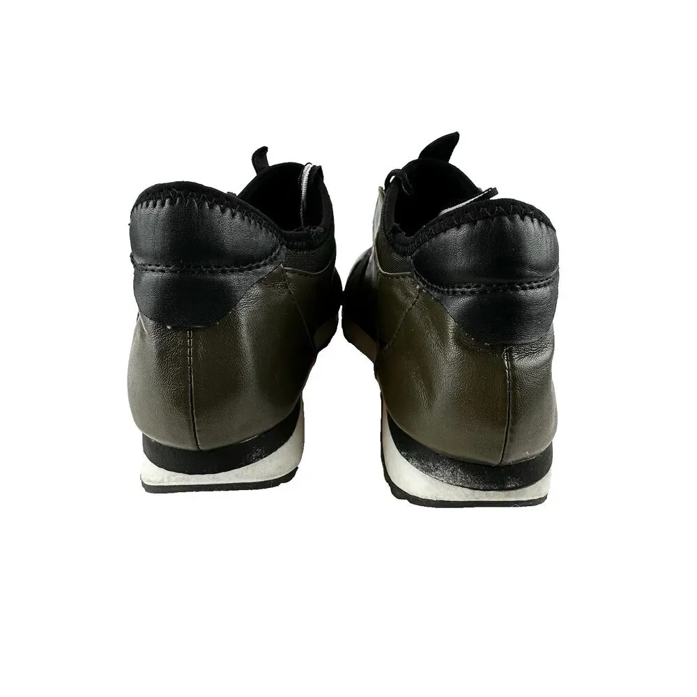 Steve Madden Women's 7.5M - Green & black PU leather sneaker casual shoes KAIYO